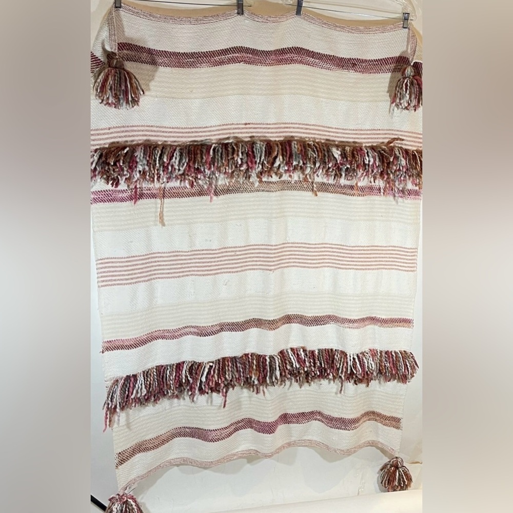 Global Caravan Bohemian Blanket Throw 58” x 50” EUC